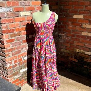 NWT Abel The Label One-Shoulder Multicolor Maxi Summer Dress size Medium